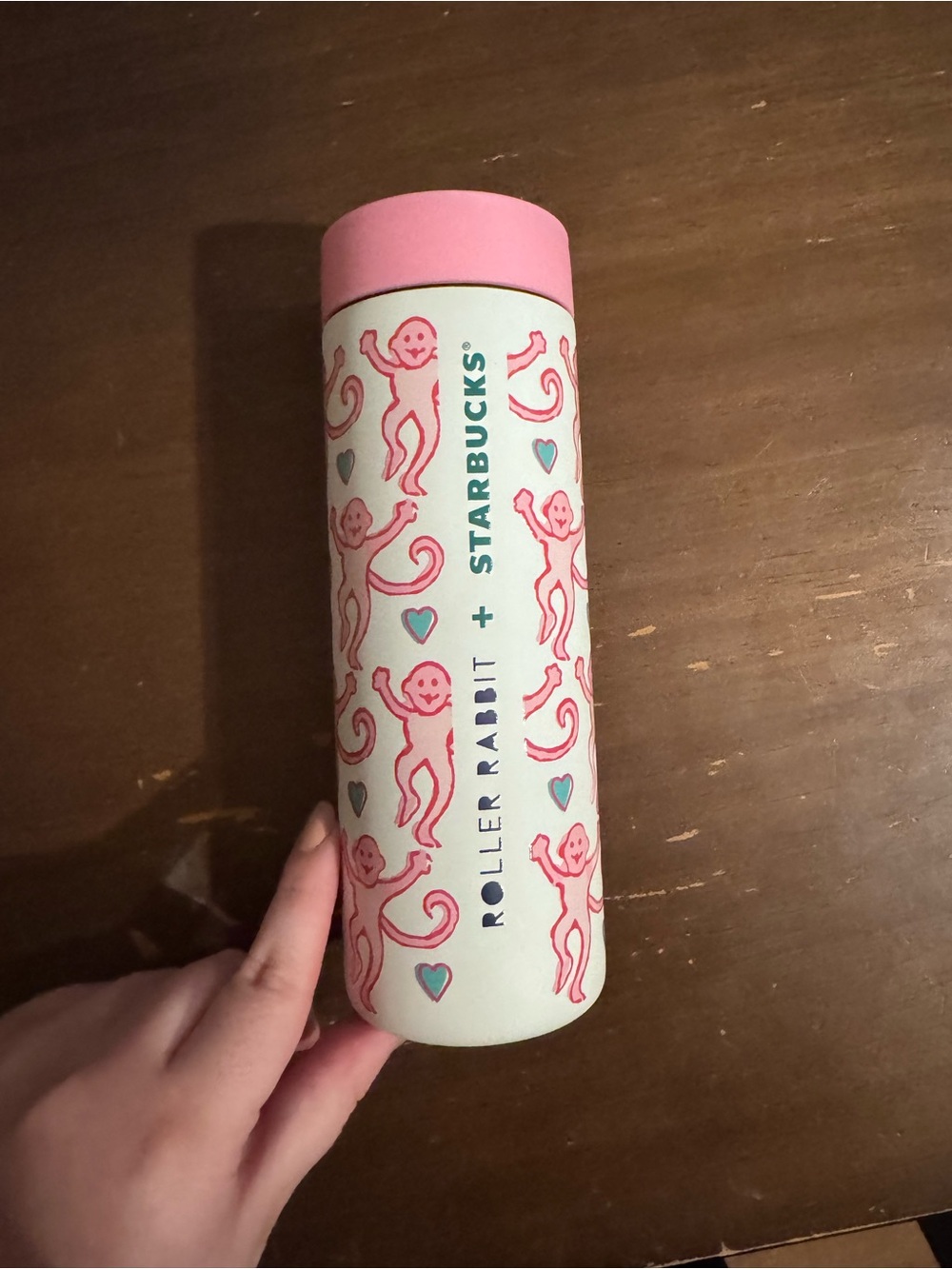 Starbucks and MiiR x Roller Rabbit Pink Monkey Pattern Stainless Mug - NWT